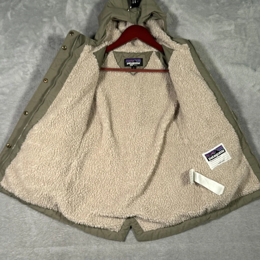 Patagonia Coat Girls S 7-8 Green Insulated Isthmus Parka Hooded Winter*